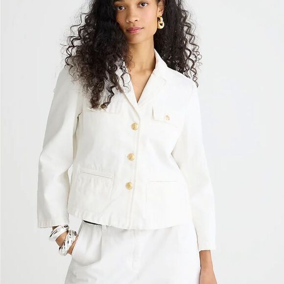 J Crew Dejim‎ Blazer Jacket White Size 0 - Picture 1 of 12